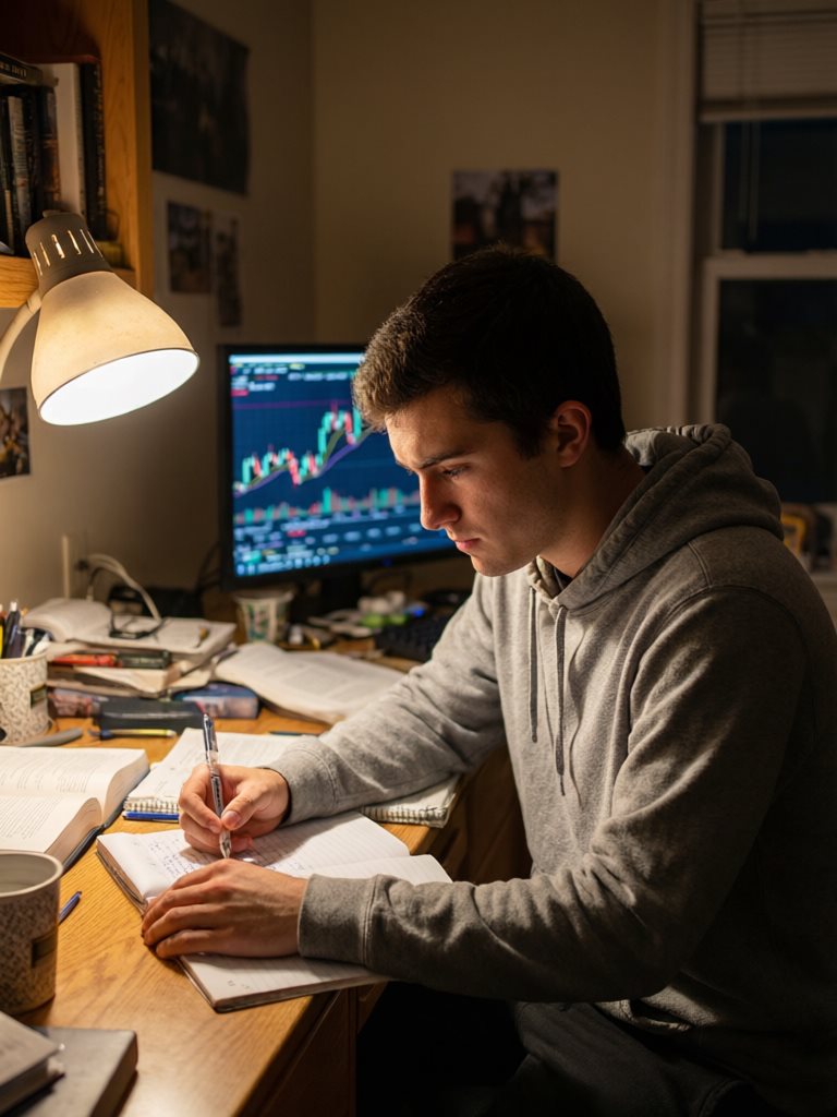 Tyler, young member, using BTC Vault at his desk